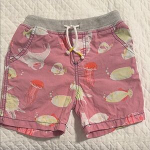 Mini Biden Pink Fish Print Kids Shorts 7y